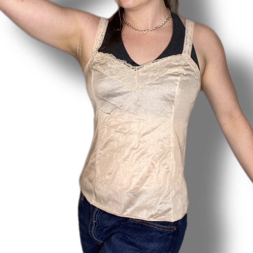 Vintage Beige Lingerie Cami Top By Deena Size 36 (Medium)